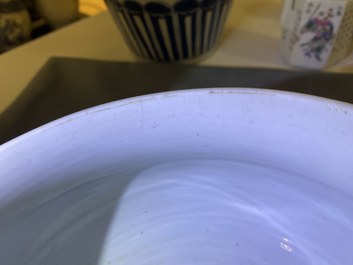 A Chinese blue and white celadon-ground censer, Kangxi